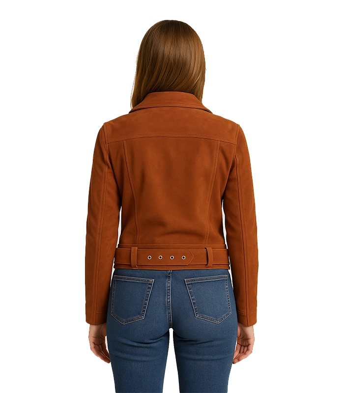Women Brown Suede Biker Jacket Women Brown Suede Biker Jacket