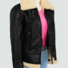 Woman’s Black Shearling Bomber Leather Jacket
