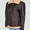 Women Shearling Aviator Bomber Jacket