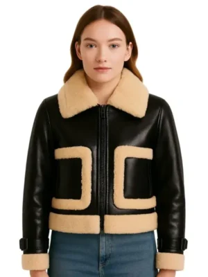 Women’s Black Bomber Leather Jacket