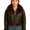 Women’s Brown Leather Shearling Jacket