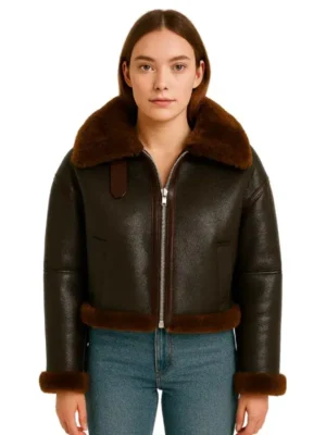 Women’s Brown Leather Shearling Jacket