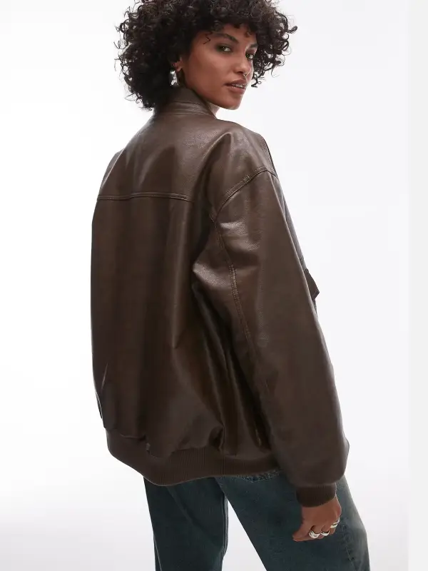 Womens Leather Oversized Bomber Jacket Womens Leather Oversized Bomber Jacket