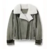 Women’s Shearling Grey Motorcycle Leather Jacket