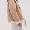 Women’s Sheepskin Aviator Beige Shearling Jacket