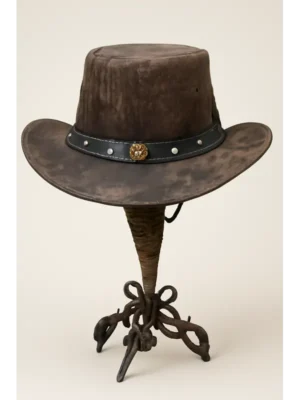 Vintage Brown Leather Cowboy Hat