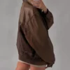 Women’s Oversize Vintage Brown Bomber Handmade Real Leather Jacket, Women’s Brown Oversized Leather Jacket